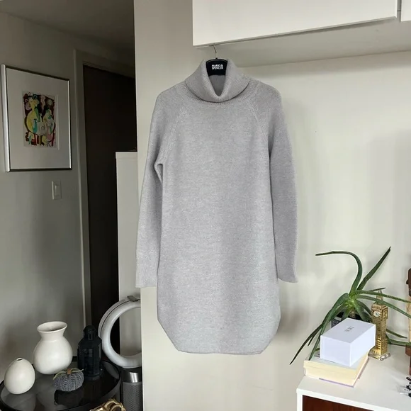 Aritzia Wilfred Free Light Gray Turtleneck Knit Casual Wool Sweater/Dress S - Picture 7 of 14